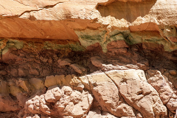 Rock strata along the side of the road that disects Capitol Reef National Park, Utah