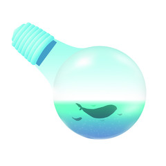 The sea in a light bulb with world ocean day concept., Vector EPS.10