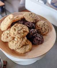 Mixed Cookies on a wood plate