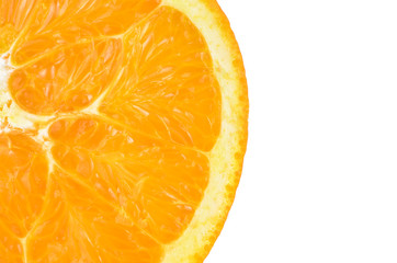 Slice of fresh orange isolated on white background