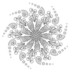 Doodle Marine Mandala in black