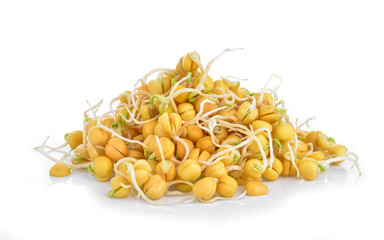 pea sprouts on white background