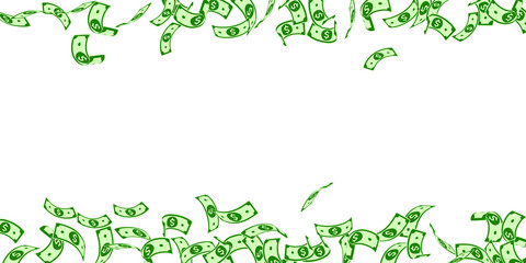 American dollar notes falling. Floating USD bills 