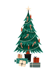 Naklejka premium Christmas tree flat vector illustration