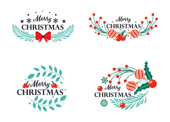 Merry Christmas stickers vector design