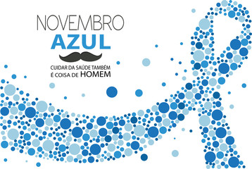 Blue November - Taking care of health is also a man's thing, in Portuguese language. Prostate cancer awareness month vector.