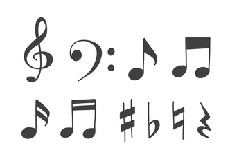 Set of vector modern flat design musical notes