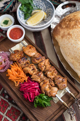 Turkish Chicken Skewers with Condiments, Sis Tavuk