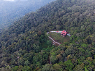 Amazing drone footage of beautiful nature deep rainforest jungle on Kundasang, Sabah, Malaysia.-...