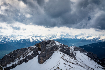 On the top of the montain in spring