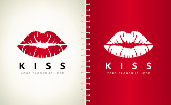 Lips logo vector. Kiss design.