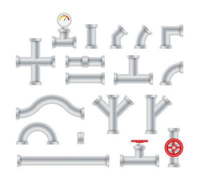 Details pipes different types collection of water tube industry gas valve construction.