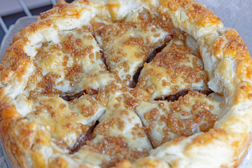 Close up of french pastry apple pie.