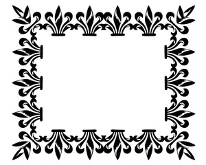 Black and white picture frame on the white wallpaper.