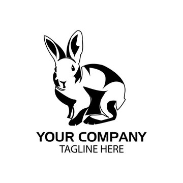 Rabbit silhouette logo, flat design. Vector Illustration on white background	