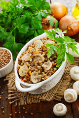 Buckwheat porridge with mushrooms