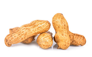 Peanuts on white background