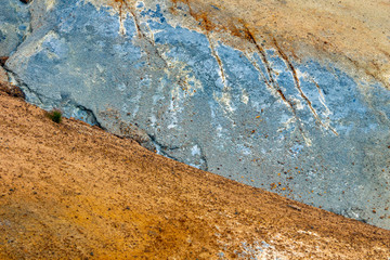 Colorful and textured rocks in icelandic geothermal area. Pattern, iceland, travel, design concept.