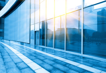 Empty Plaza and Modern Office Building, Qingdao, China