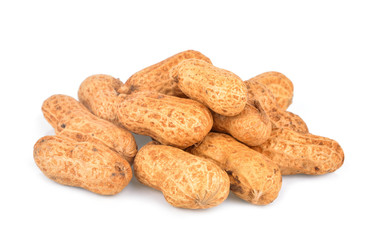 Peanuts on white background