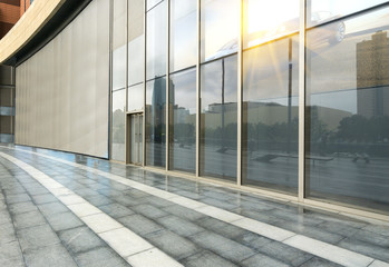 Empty Plaza and Modern Office Building, Qingdao, China