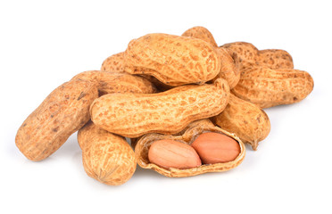 Peanuts on white background