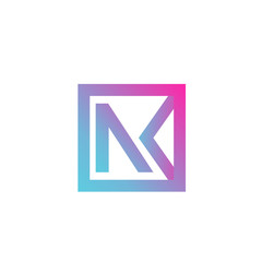 Simple, creative initial NK logo design in a grid with a cool gradient color