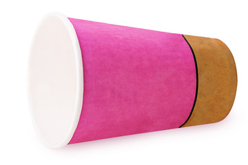 Pink empty paper coffee cup