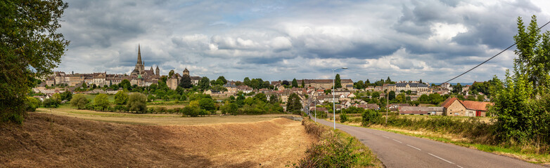 Naklejka premium Panoramic view of city of Autun , Burgundy, France