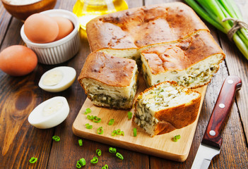 Pie with spring onion