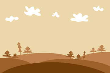 Naklejka premium landscape with camels in the desert