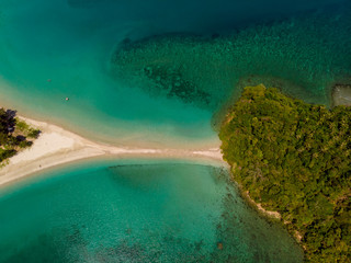Amazing aerial image of Beautiful seascape scene of Kelambu Beach, Kudat, Sabah, Malaysia. (Image...