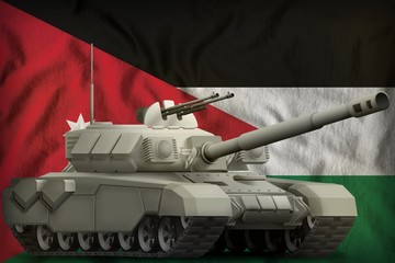 heavy tank on the Jordan national flag background. 3d Illustration