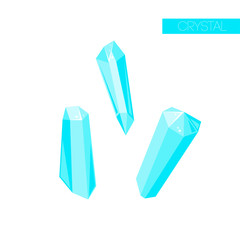 Set of isolated crystal in cartoon vector style