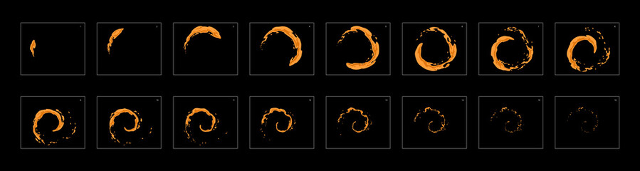 dust ring loop effect sprite sheet or animation frames. frame by frame classic animation for cartoon, mobile games, motion graphic or animation. - obrazy, fototapety, plakaty
