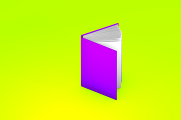 cute very detailed purple book that is half open, symbol of knowledge isolated on green - 3d illustration of object