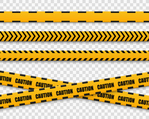 Lines isolated. Warning tapes. Caution. Danger signs. Vector illustration.Yellow with black police line and danger tapes. Vector illustration.