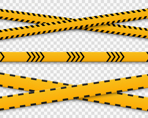 Lines isolated. Warning tapes. Caution. Danger signs. Vector illustration.Yellow with black police line and danger tapes. Vector illustration.