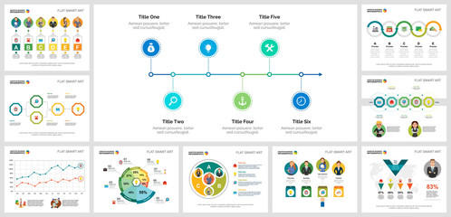 Colorful partnership or planning concept infographic charts set. Business design elements for presentation slide templates. Can be used for financial report, workflow layout and brochure design.