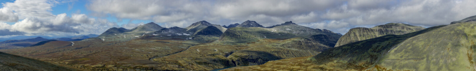 Panoramic view over Rondane national park in Norway.