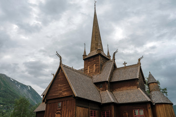 Old ancient viking stave church in Norway. Religion, history, church, bulding, norway, travel, visit, ancient concept.