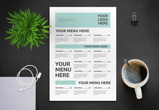Menu Layout with Mint Accents