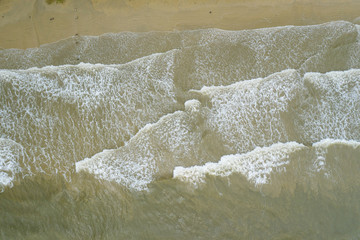 Beautiful Beach wave hit on seaside view from top