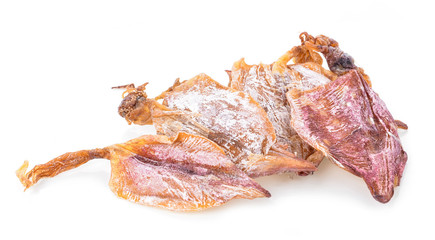 Dried squid isolated on white