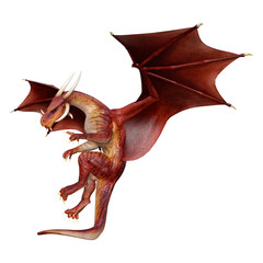 3D Rendering Fairy Tale Dragon on White