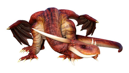 3D Rendering Fairy Tale Dragon on White