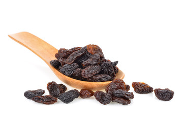 Dried raisins on a white background