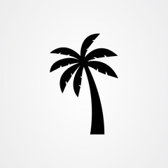 Obraz premium Palm tree silhouette icon. simple flat vector illustration