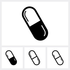 Set of pills icon. simple flat vector illustration.