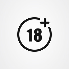 Age restriction symbol vector. 18+ symbol vector. Adult content icon.